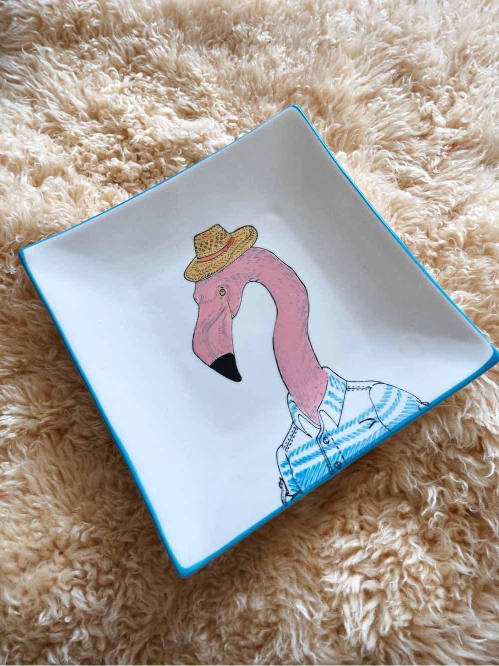 WEST ELM Collector's Editions Flamingo Plate By RACHEL KOZLOWSKI